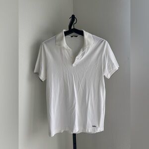 MASSIMO DUTTI Classic White Polo Shirt